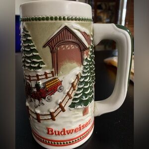 VINTAGE HOLIDAY BUDWEISER CLYDESDALES 1984 STEIN NEW LIMITED EDITION
